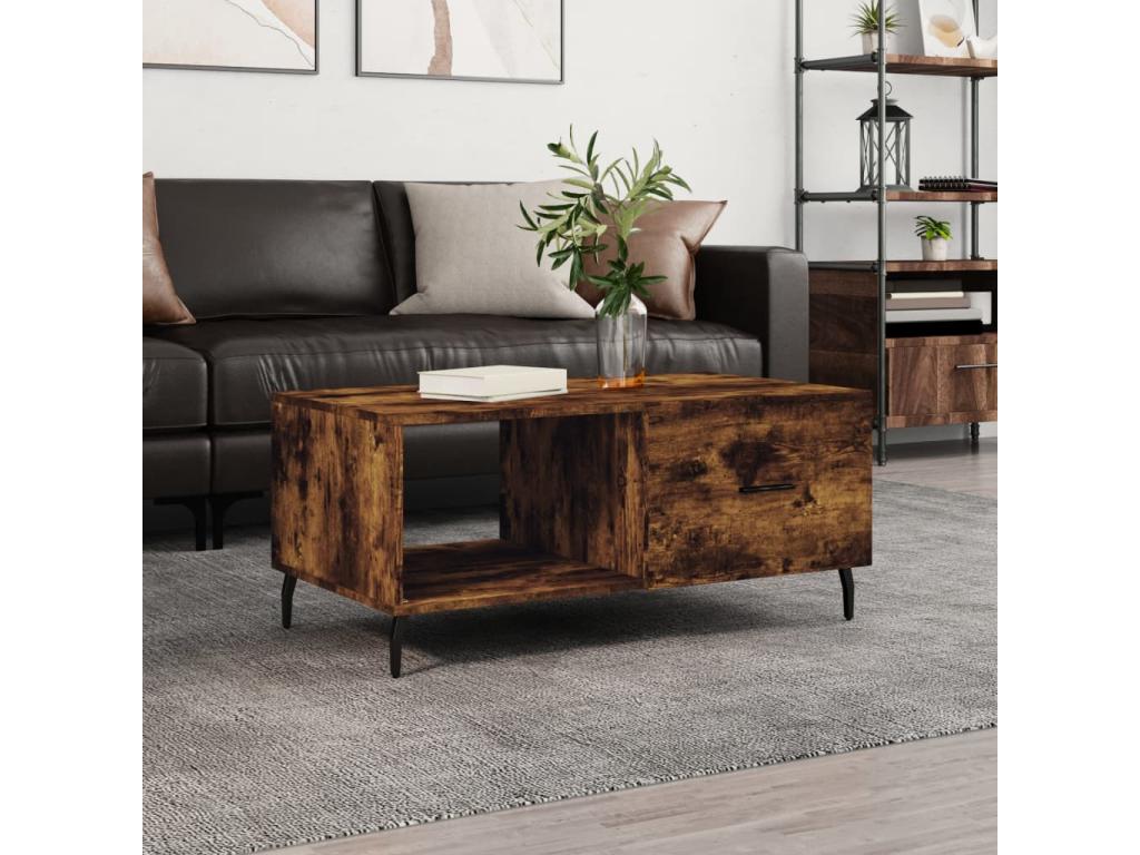 Smoked oak coffee table 90x50x40 cm engineered wood 73574HJJN
