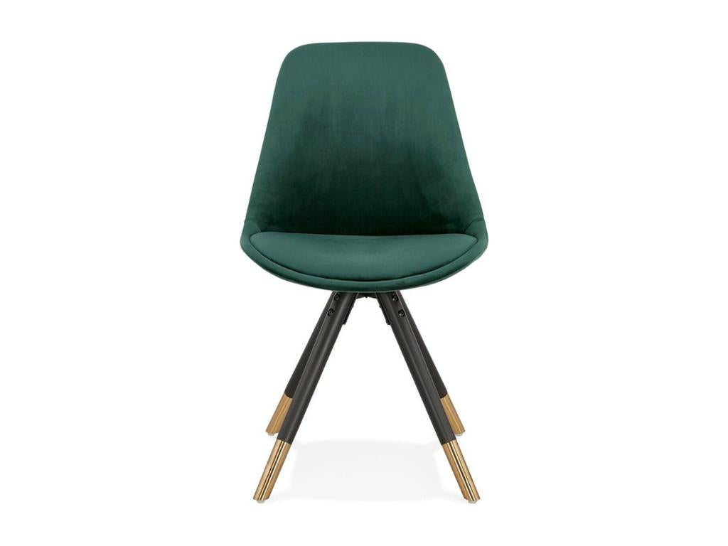 Vintage Velvet/Wood Chair Homelumiere 83cm Green/Black