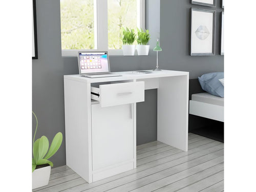 Desk with drawer and cupboard 100x40x73 cm White 39280SAUX