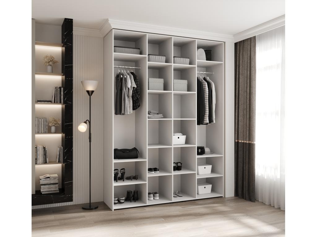 Bohometop 2 Hinged Door Wardrobe 245.5/180/50 4 Doors White/Black 25450CKZE