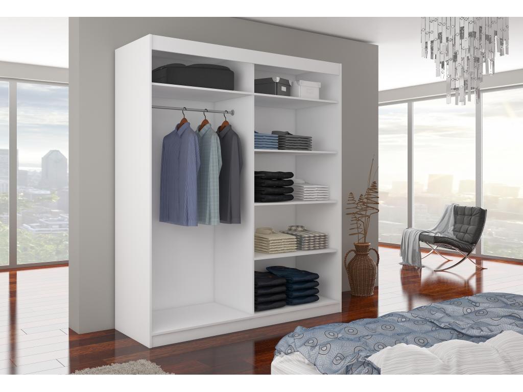 Bohometop 180cm White Bedroom Wardrobe with 2 Sliding Doors 86409ZICJ