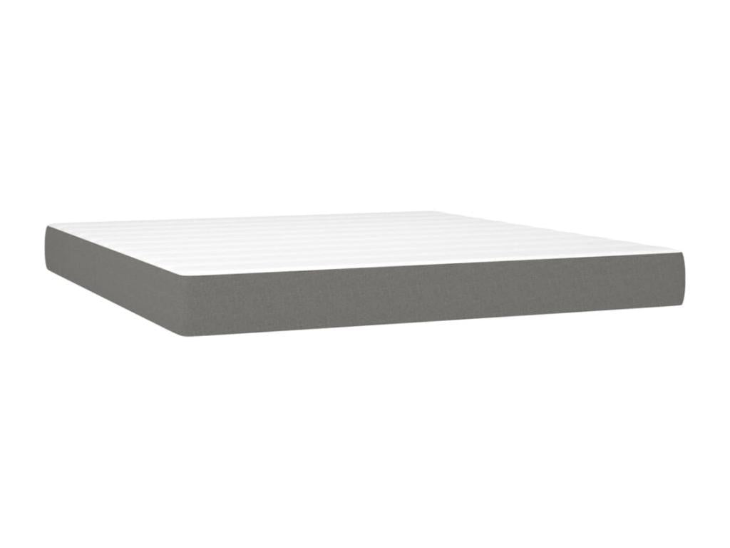 Upholstered bed base and mattress with LED lighting, Dark Grey, 180x200 cm, Fabric 93797URMN