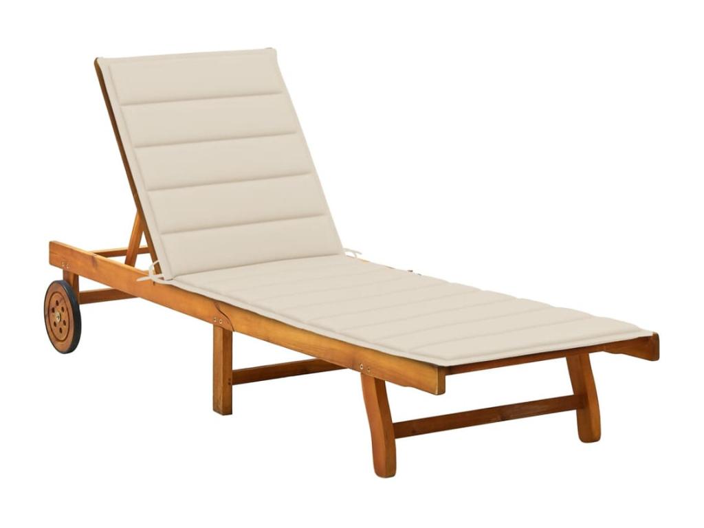 Garden lounge chair with cushion, solid wood.