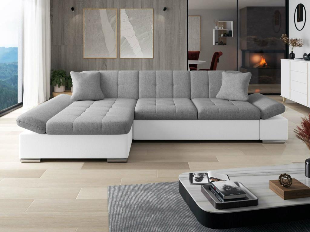 Homelumiere 152 Grey Corner Sofa with Sleeping Function and Bedding Box, 278x161x76cm