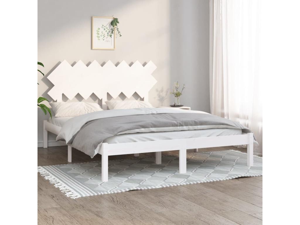 Bed frame without mattress white 140x190 cm solid wood 02197JIUE