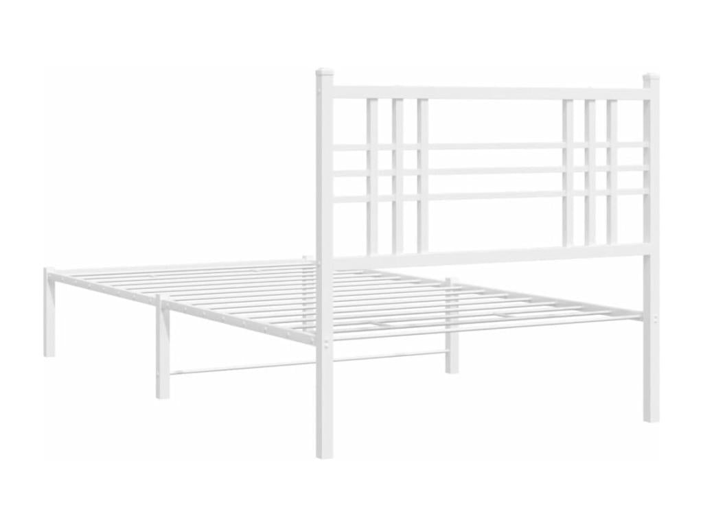 Metal bed frame with white headboard, 107x203 cm, 51475EJEA