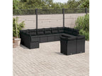 12-piece garden furniture set with cushions, black resin wicker, 86530VYZQ