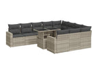 11-piece garden furniture set with light grey cushions, woven resin 93525SCSS