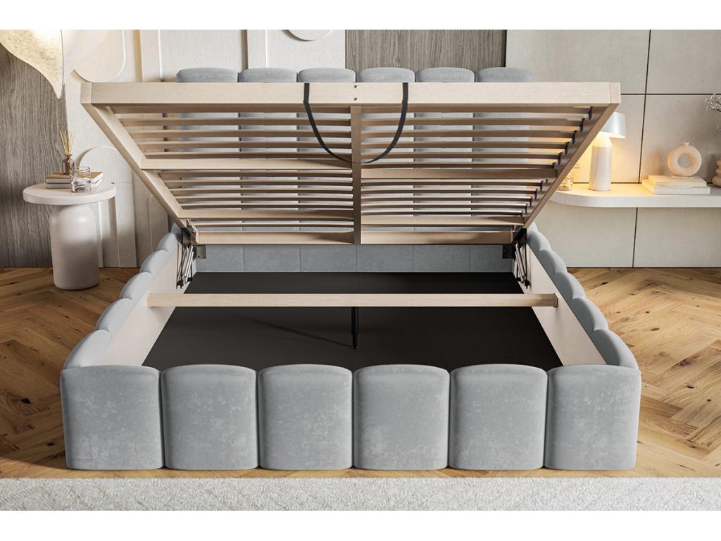 Bohometop Upholstered Bed 160x200 cm with Storage Bohometop - Double Bed 160x200 in Bouclé Fabric Brown Anthology 5 12099OXIE