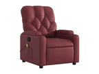 Reclining massage chair, burgundy red faux leather, 27408OQAM