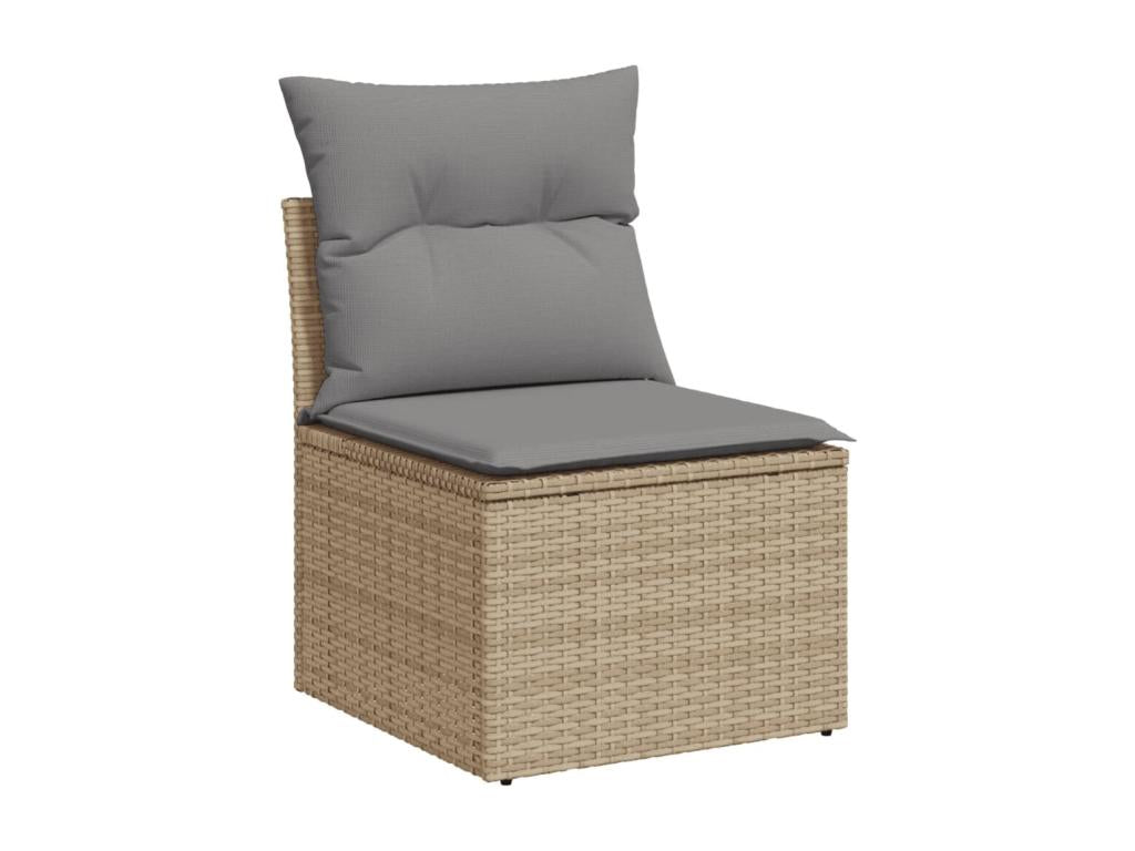 5-piece garden furniture set with cushions, beige wicker resin, 25925ZCBE