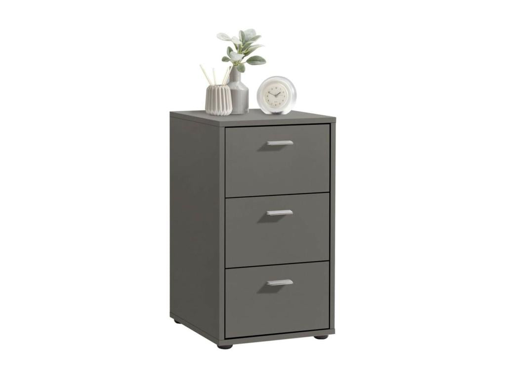 Bohometop 3-Drawer Bedside Table, 62cm, Grey, 47122DPRH