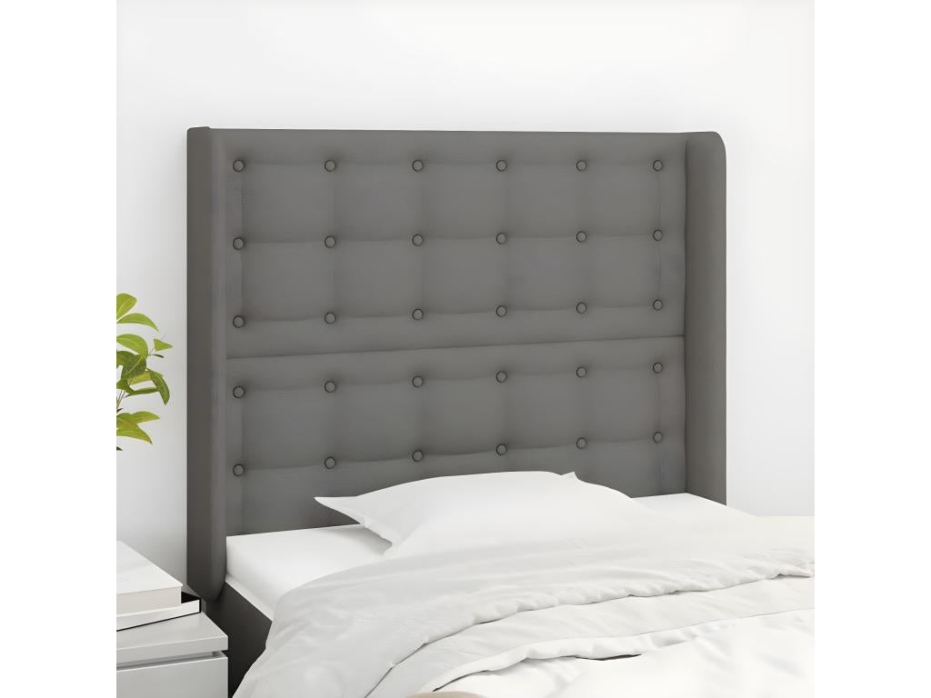 Headboard with wings, Dark Grey, 83x16x118/128 cm, Fabric, 93806ICLH