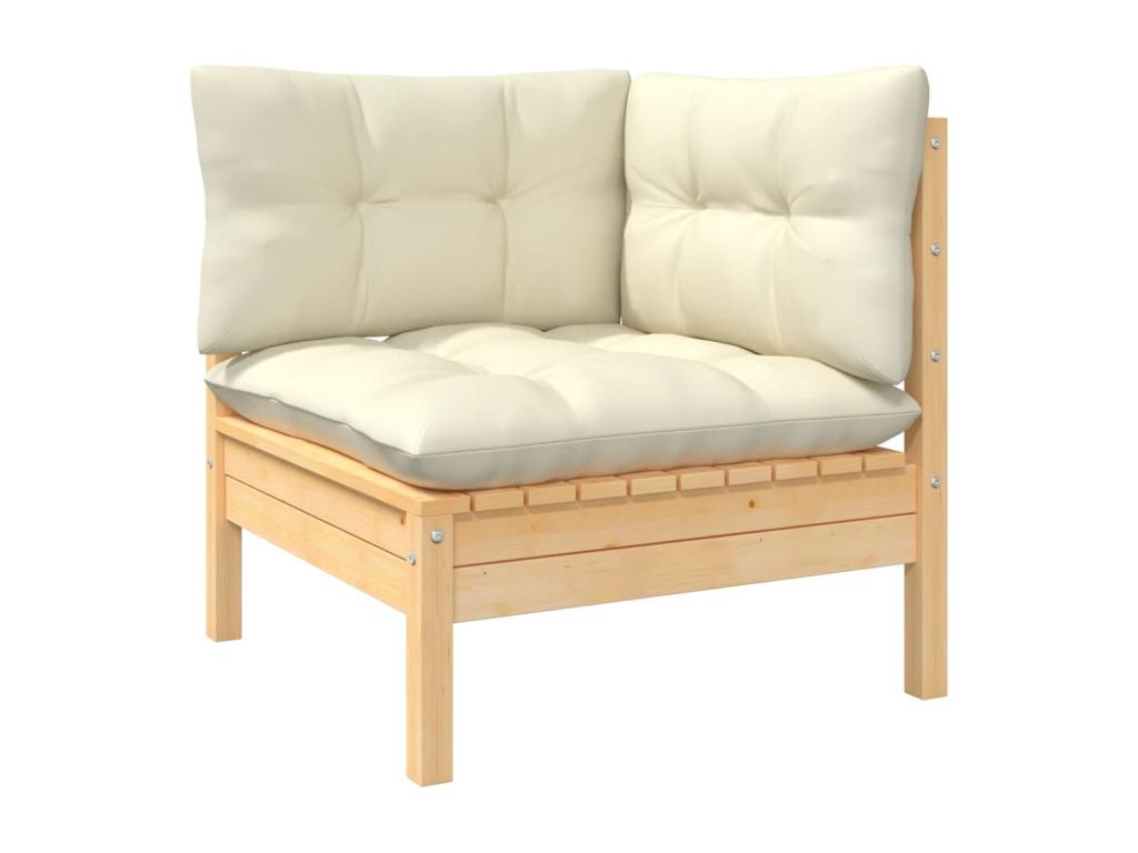 8-piece garden furniture set with cream cushions, solid pine wood