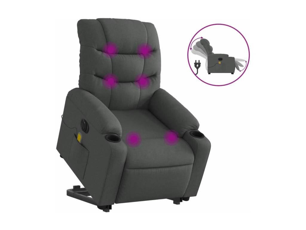 Dark Grey Fabric Electric Massage Recliner