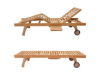Folding teak sun lounger set with side table Bohometop 56486GXRV