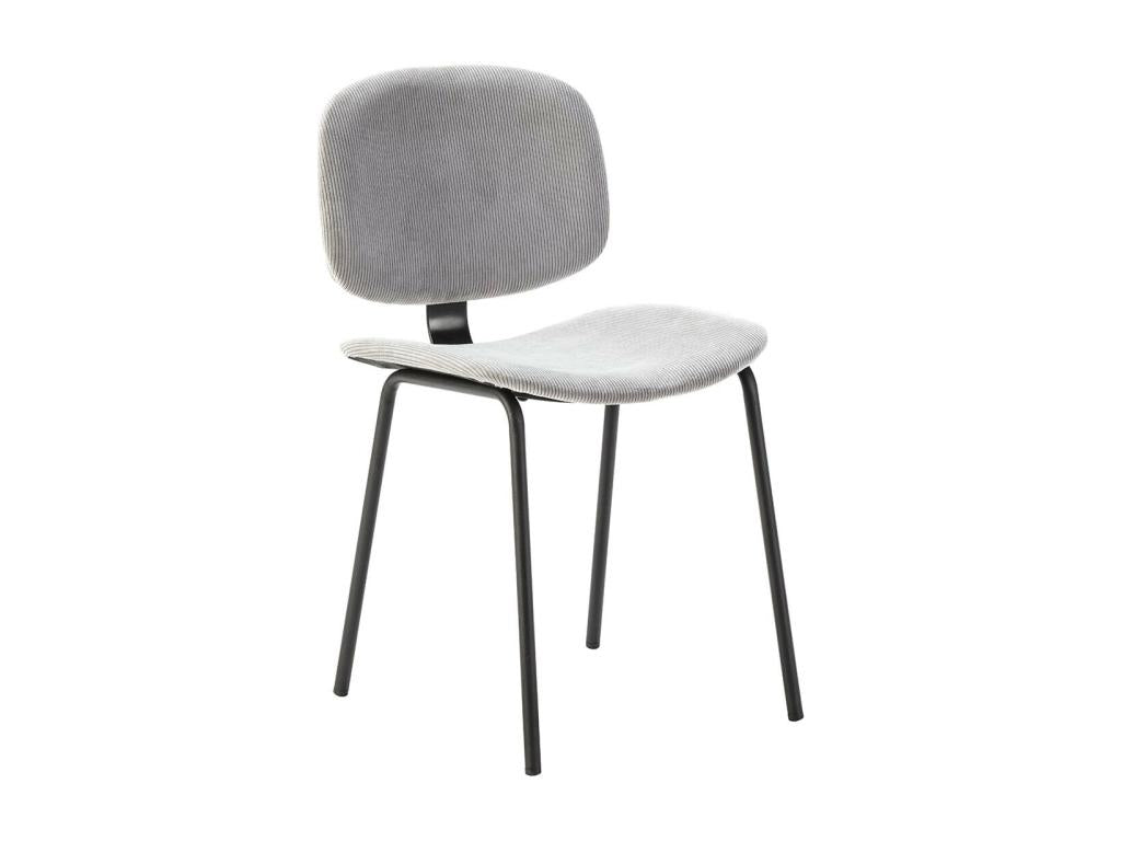 Bohometop - Set of 4 Light Grey Corduroy Chairs with Black Metal Legs 53663JQAW