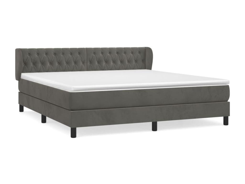 Upholstered bed base and mattress, Dark Grey, 160x200cm, Velvet