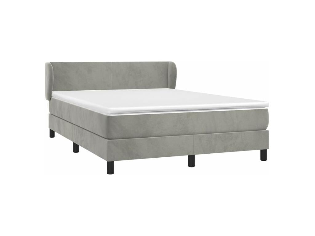 Bohometop bed base and mattress, light grey, 140x200 cm, velvet, 50209XKDL