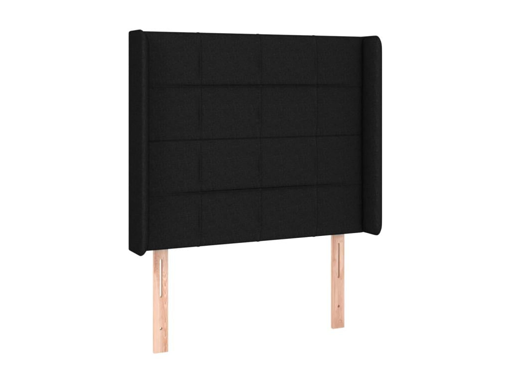Headboard with wings, Black, 93x16x118/128 cm, Fabric, 56595IGWD