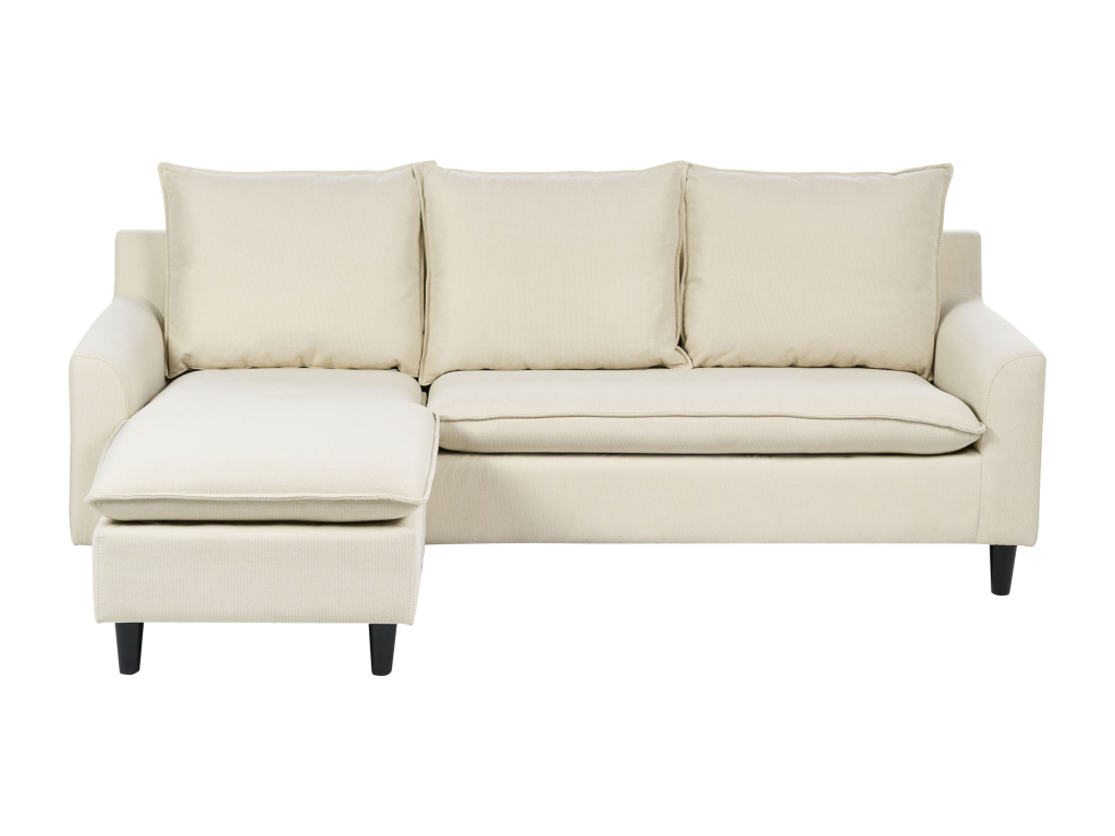 Modern Left-Facing Corner Sofa with Solid Wood Legs and Beige Polyester Fabric Seat - Bohometop 38236JZEO