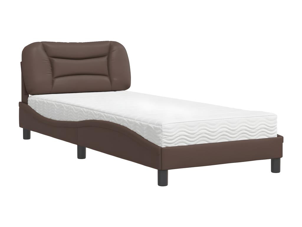 Bed with brown mattress 90x200 cm faux leather 09746BFLC