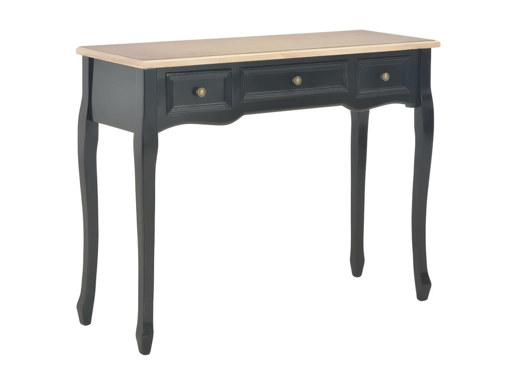3-drawer dressing table console in light and black solid pine, Homelumiere