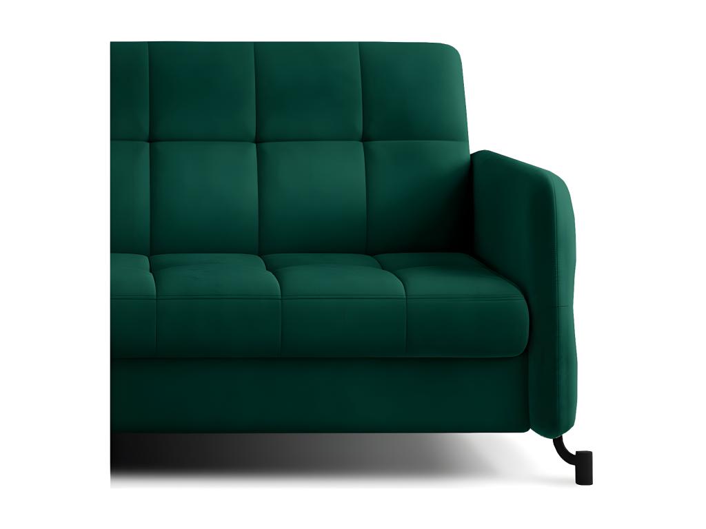 Left-hand corner sofa bed with adjustable headrests, dark green quilted velvet, Bohometop, 225cm, 37730LEYN