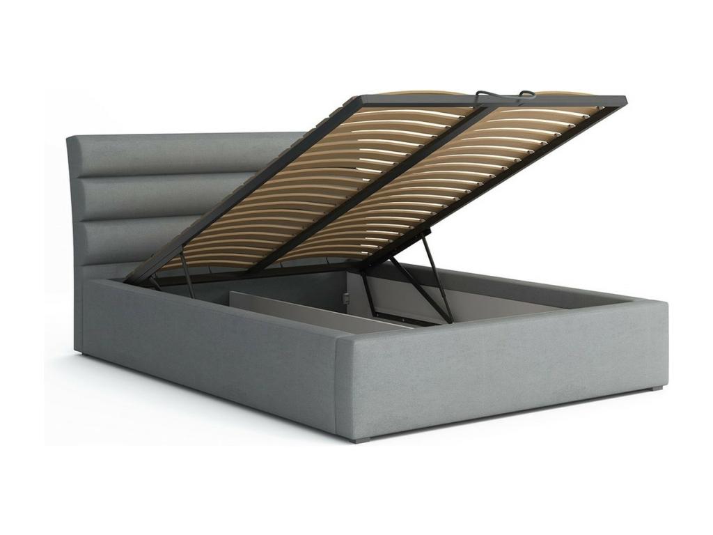 Homelumiere 108 Double Grey Bed 160x200 Upholstered Slatted Base to Homelumiere 180x223x100cm