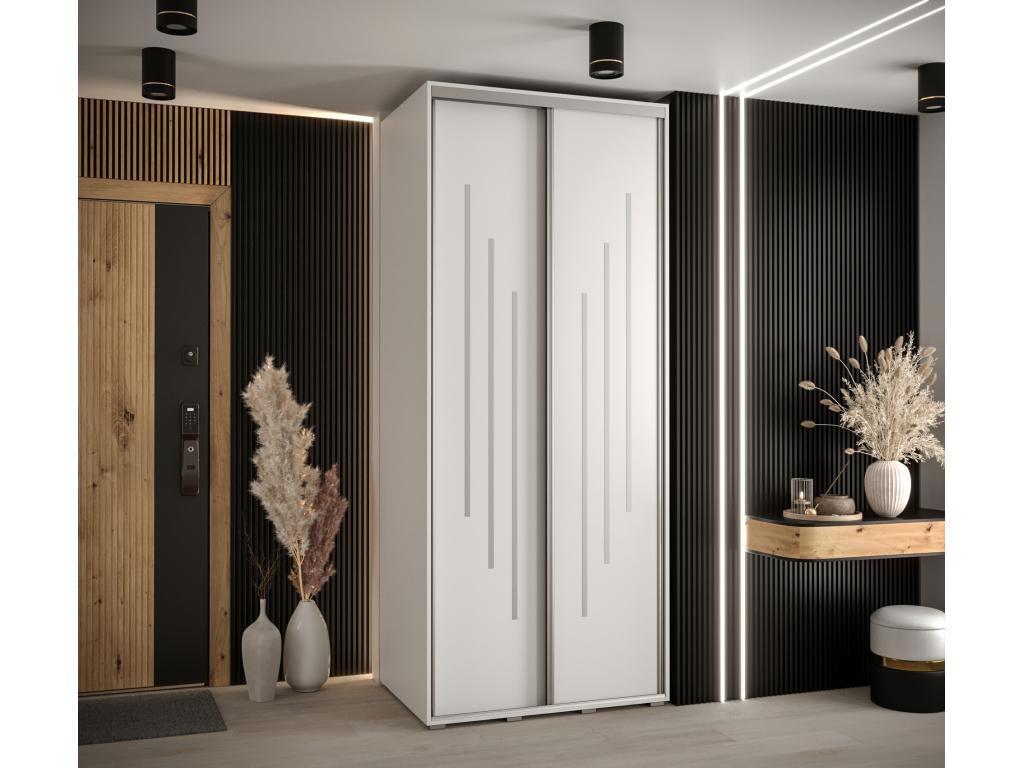 Bohometop 8 Sliding Door Wardrobe 235.2/110/45 2 Doors White/White/Silver 40458OKFS