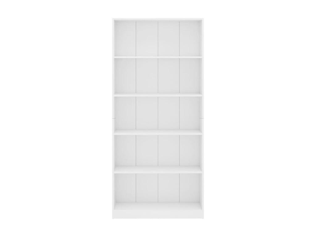 5-Tier Bookshelf, White, 80x24x175 cm, Chipboard