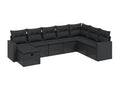 8-piece garden furniture set with cushions, black wicker resin, 38736YSNA