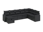 8-piece garden furniture set with cushions, black wicker resin, 38736YSNA