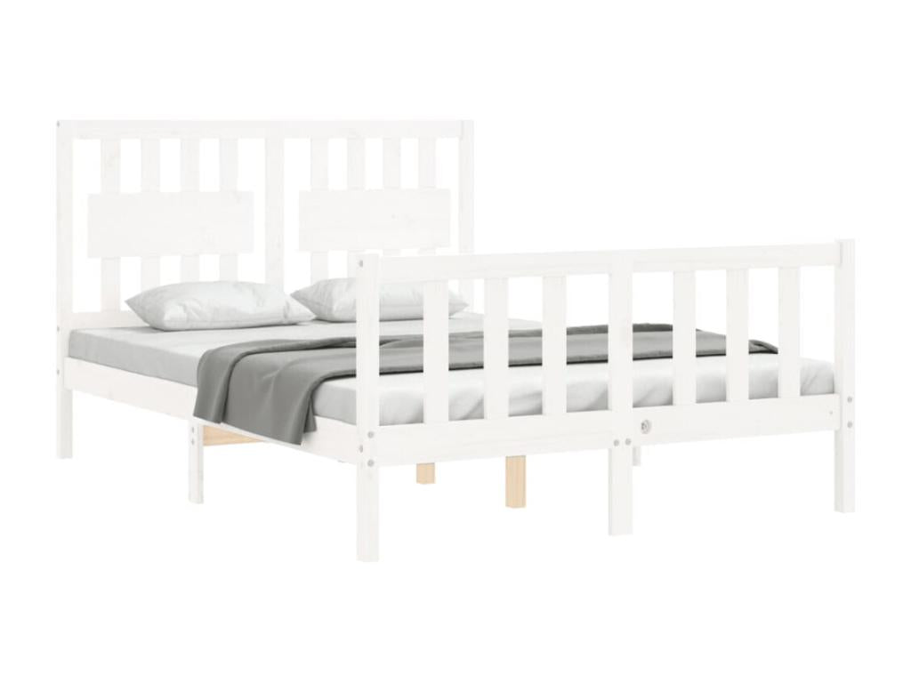 Bed frame without mattress, white, solid pine wood 02634UXIE