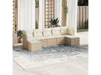 7-piece garden furniture set with cushions, beige wicker resin 03834YQIB