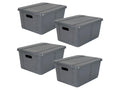 4x Life Story Storage Box with Lid, Small 15L, Anthracite Grey 44018EHGY