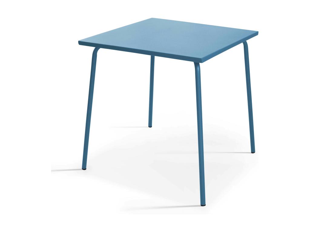 Bohometop 21146UPOE Square Garden Table and 4 Blue Steel Chairs