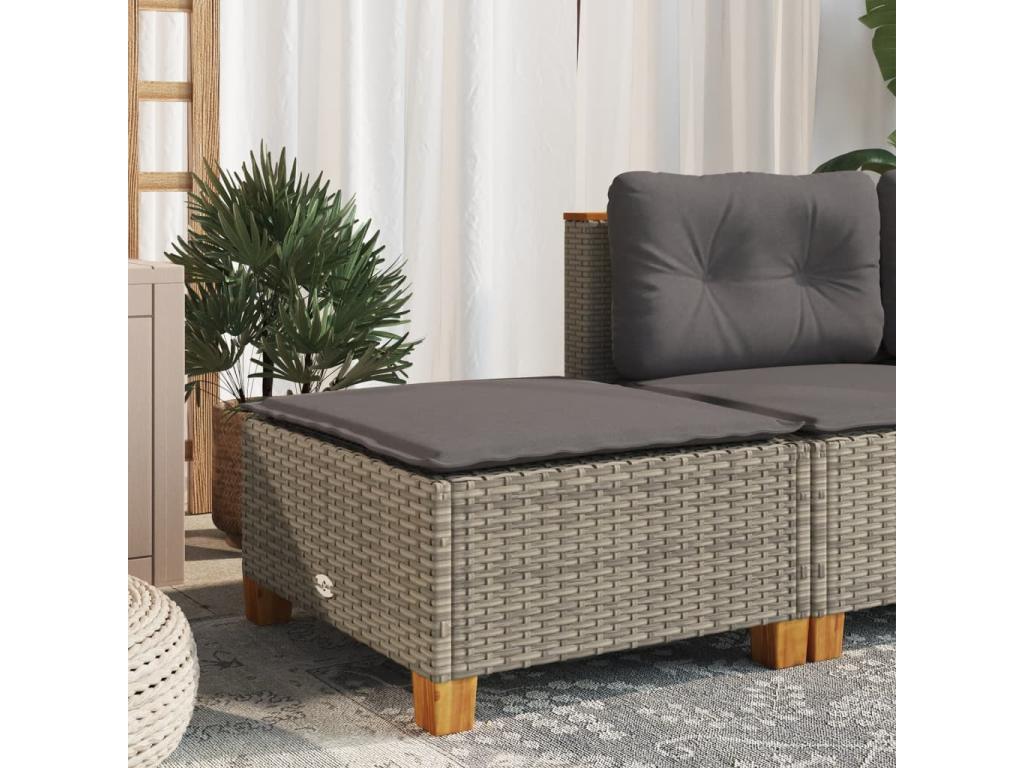 Garden stool and grey cushion, 63.5x56x32 cm, woven resin