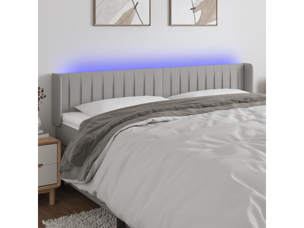 Light Grey LED Headboard 183x16x78/88 cm Fabric 89834ZEMM