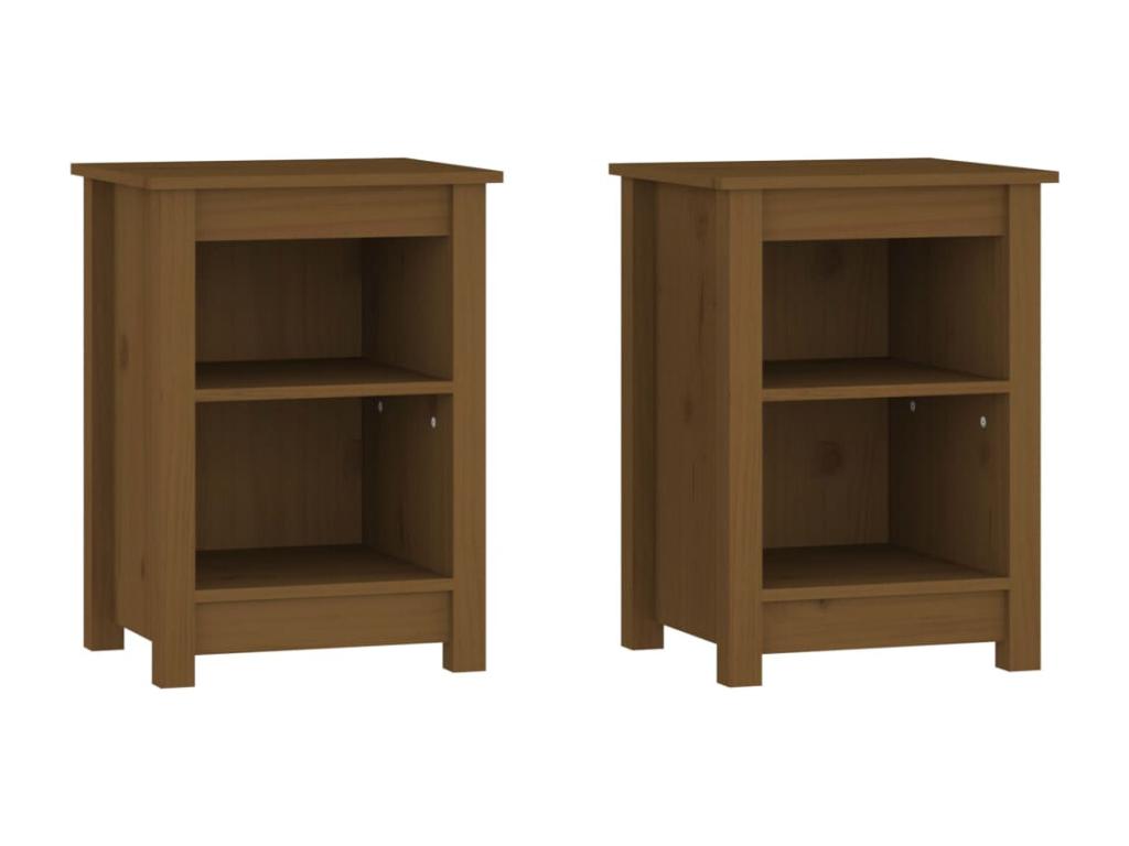 2-piece bedside tables, honey brown, 40x35x55 cm, solid pine wood, 62165FJHW