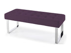 Upholstered bench in purple faux leather with stainless steel legs, Dez 120cm