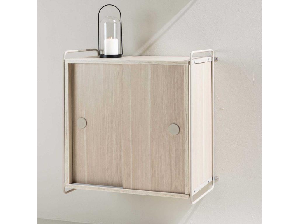 Wall shelf with 2 doors, 68x60 cm, Paris White, 02229JFMH