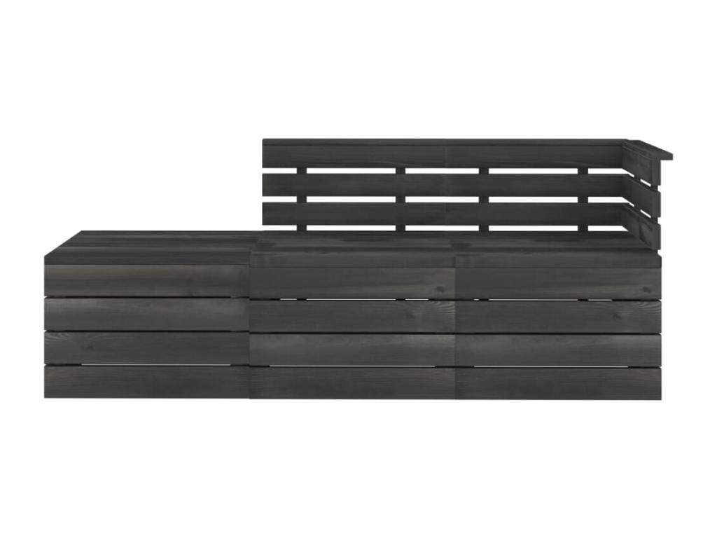 3-piece garden pallet lounge set, solid pine wood, dark grey, 03918YLDS