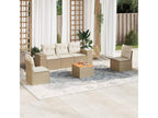 6-piece garden furniture set with cushions, beige woven resin, 69556RDOF