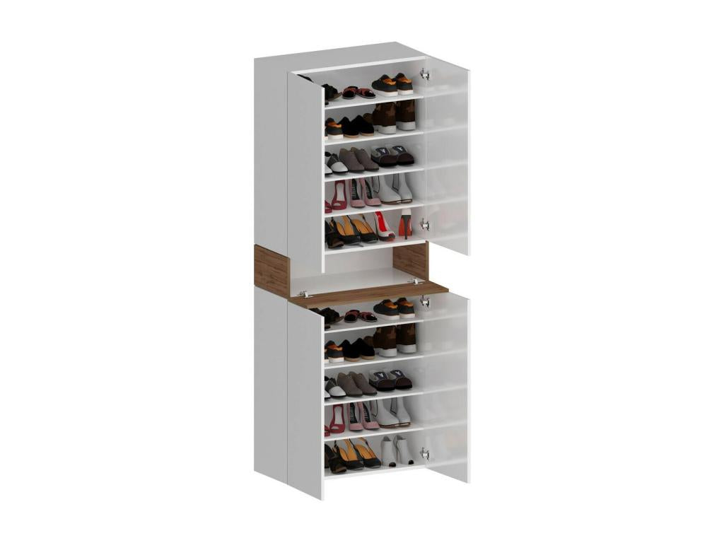 Homelumiere shoe rack, space-saving 5-door shoe cabinet, multifunctional entryway cabinet, 76x38h200 cm, white and oak