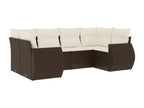 6-piece garden furniture set with cushions, brown woven resin