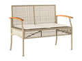 5-piece garden dining set with cushions, beige poly rattan