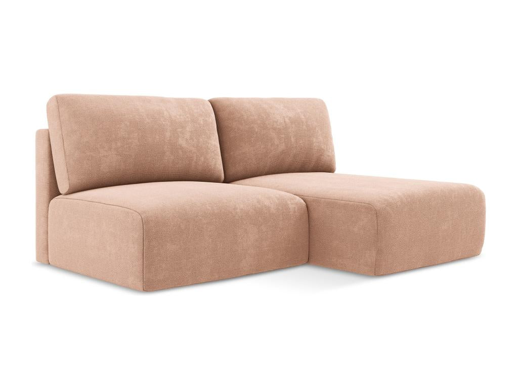 Right-hand corner sofa bed without armrests in Chenille - peach - Homelumiere