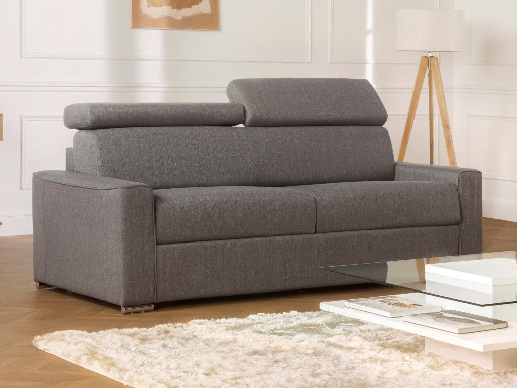 4-seater express convertible sofa in grey fabric - 160 cm sleeping area - 18 cm mattress Bohometop 33456YHIN