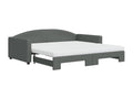 Daybed with pull-out bed and dark grey mattress 100x200 cm fabric 01050NPQQ